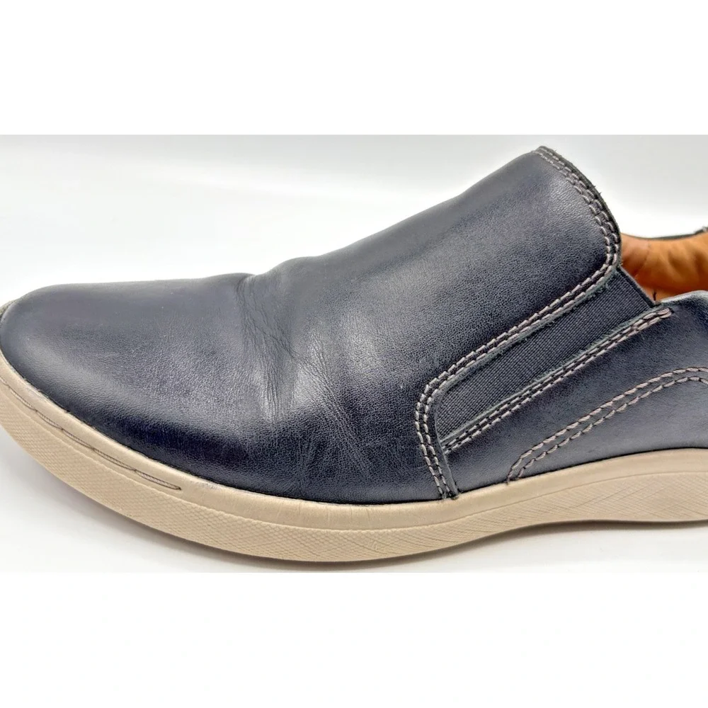 Clarks Women's Black Leather Slip-On Shoes Comfort Casual Sneakers Elastic Gore
